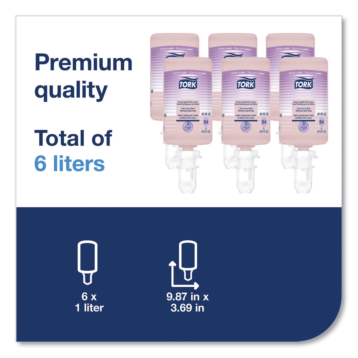 Tork® Luxury Liquid Soap Refill, Soft Rose Scent, 1 L, 6/Carton