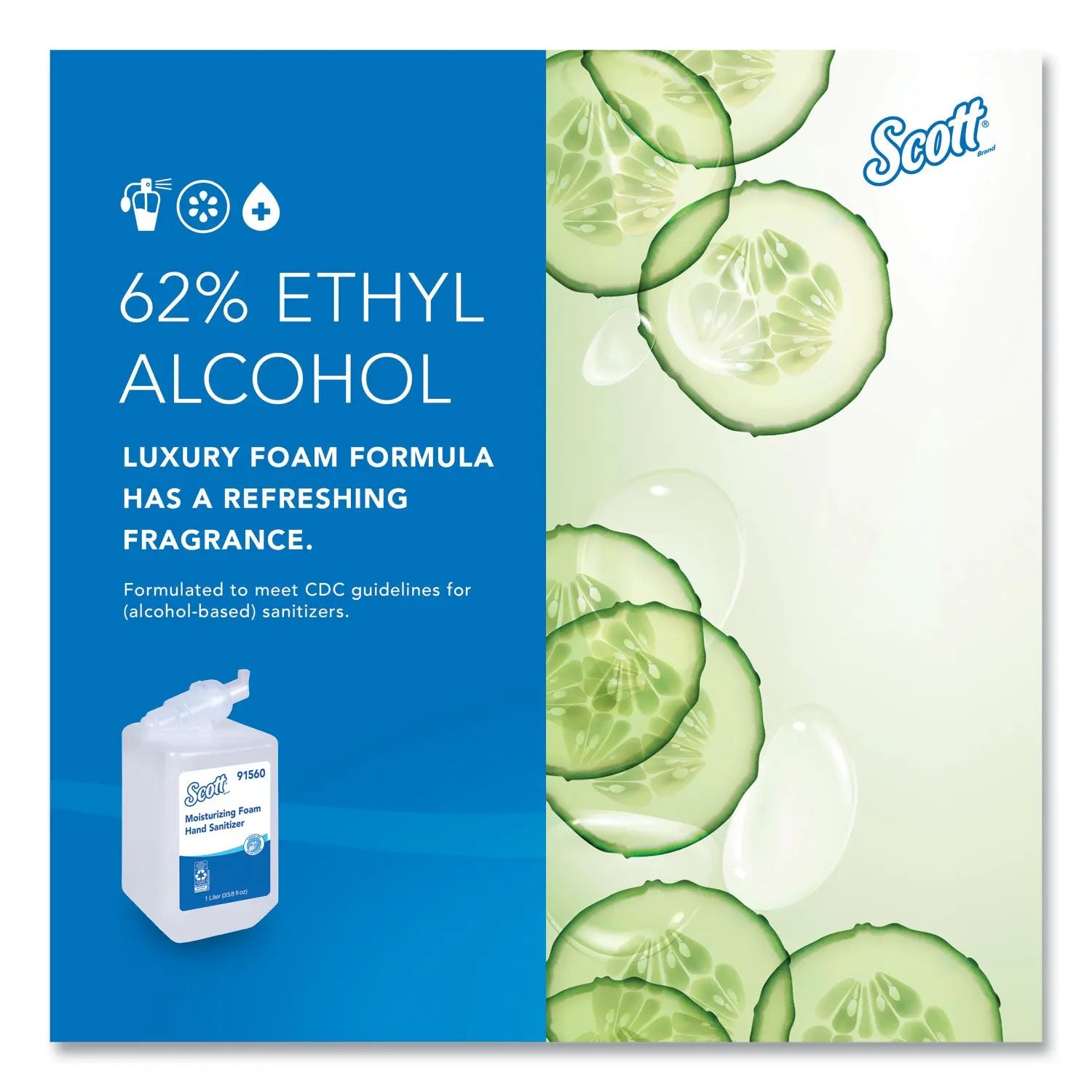 Pro Moisturizing Foam Hand Sanitizer, 1,000 mL Refill, Fruity Cucumber Scent, 6/Carton Scott® Flipcost