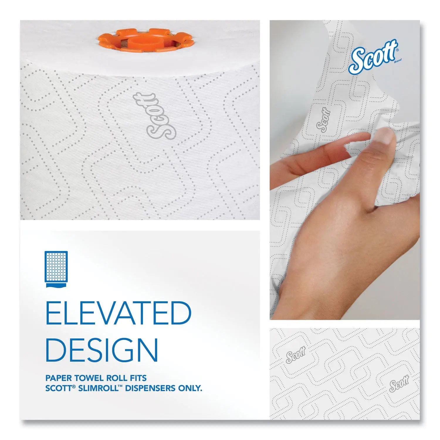 Slimroll Towels, 1-Ply, 8" x 580 ft, White/Orange Core, 6 Roll/Carton Scott® Flipcost
