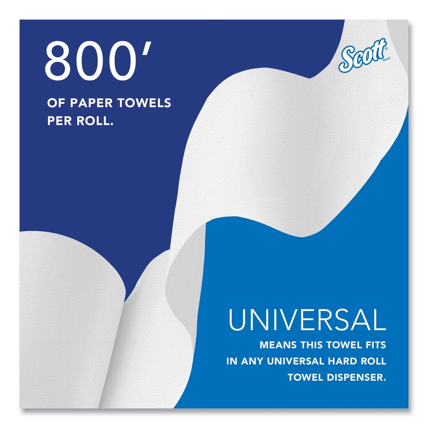 Scott® Essential 100% Recycled Fiber Hard Roll Towel, 1-Ply, 8" x 800 ft, 1.5" Core, White, 12 Rolls/Carton