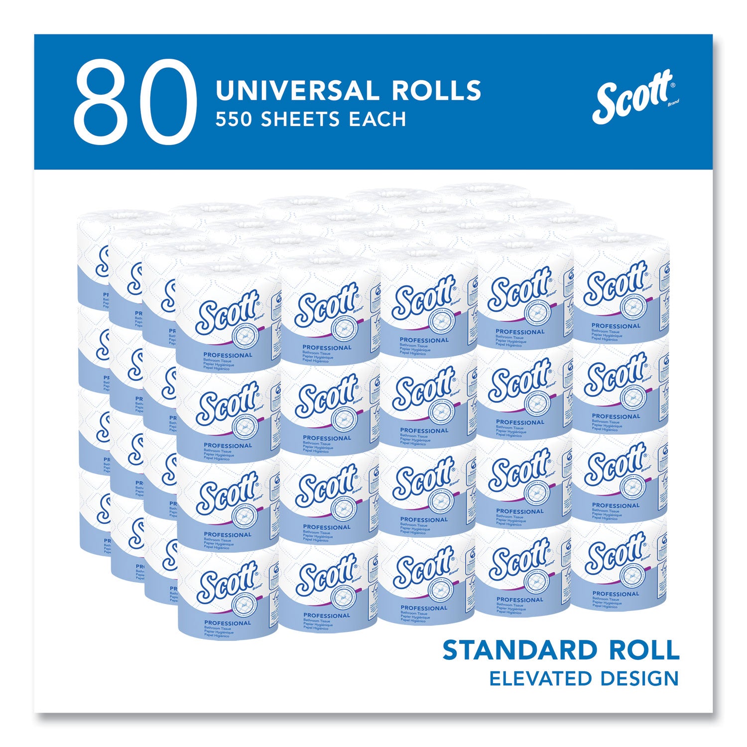Scott® Essential Standard Roll Bathroom Tissue for Business, Septic Safe, 2-Ply, White, 550 Sheets/Roll, 80/Carton