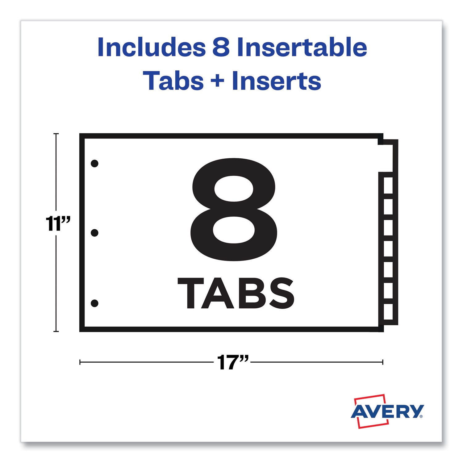 Avery® Insertable Big Tab Plastic Dividers, 8-Tab, 11 X 17, Green, 1 Set
