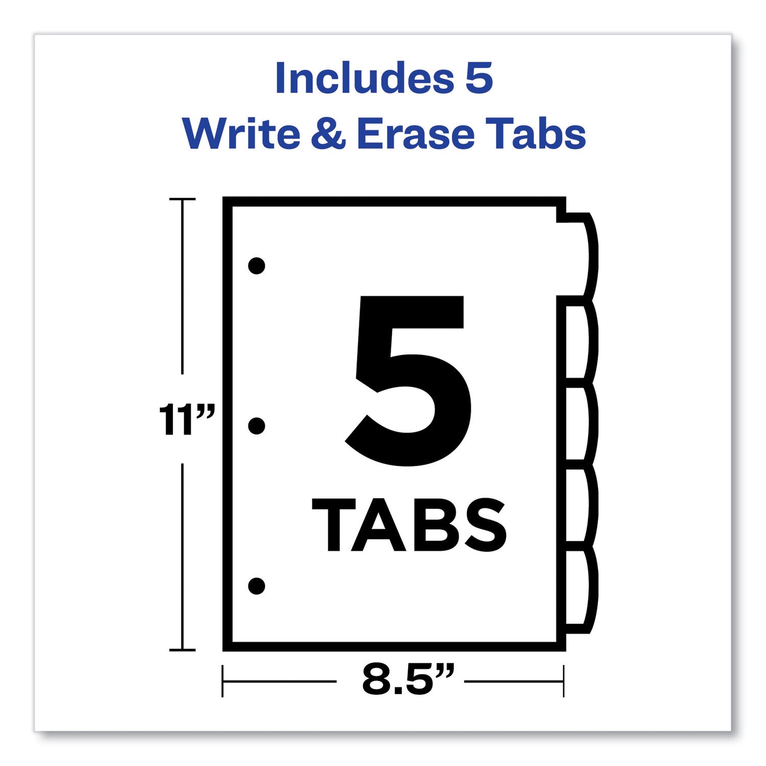 Avery® Big Tab Write and Erase Durable Plastic Dividers, 5-Tab, 11 x 8.5, Assorted, 1 Set