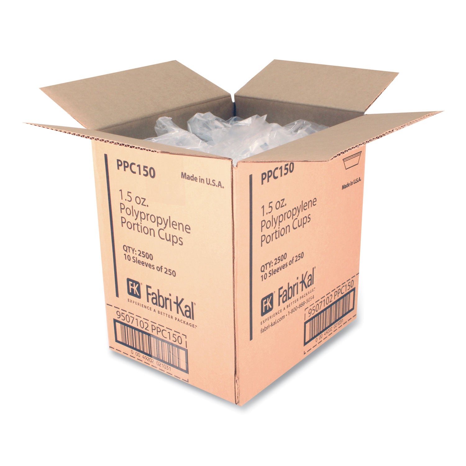 Fabri-Kal® Portion Cups, 1.5 oz, Plastic, Clear, 250/Sleeve, 10 Sleeves/Carton