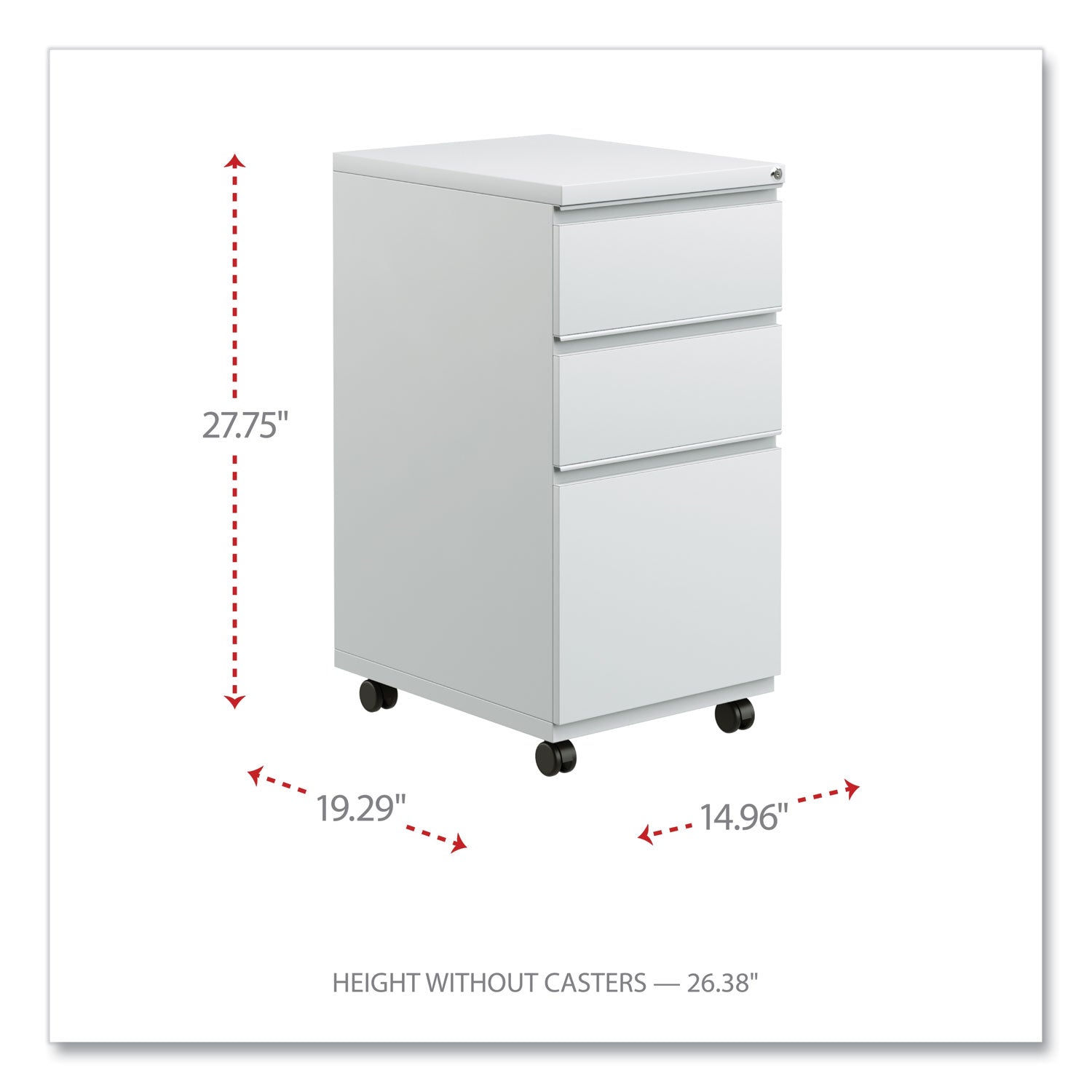 Alera® File Pedestal With Full-Length Pull, Left/right, 3-Drawers: Box/box/file, Legal/letter, Light Gray, 14.96" X 19.29" X 27.75"