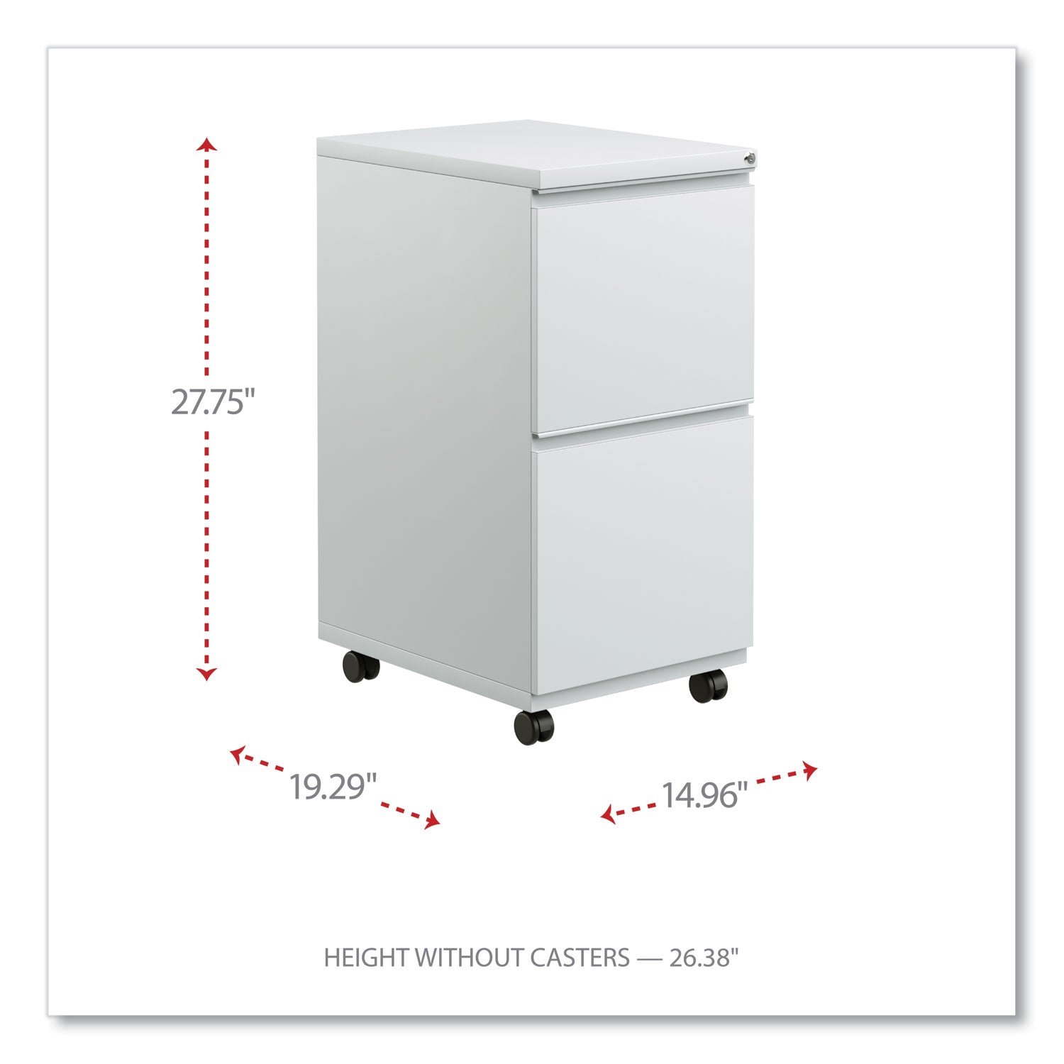 Alera® File Pedestal With Full-Length Pull, Left Or Right, 2 Legal/letter-Size File Drawers, Light Gray, 14.96" X 19.29" X 27.75"