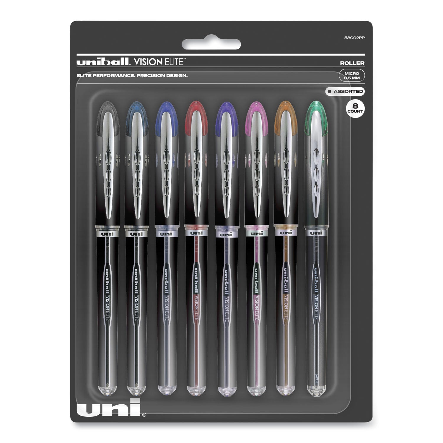 VISION ELITE Hybrid Gel Pen, Stick, Fine 0.5 mm, Assorted Ink and Barrel Colors
