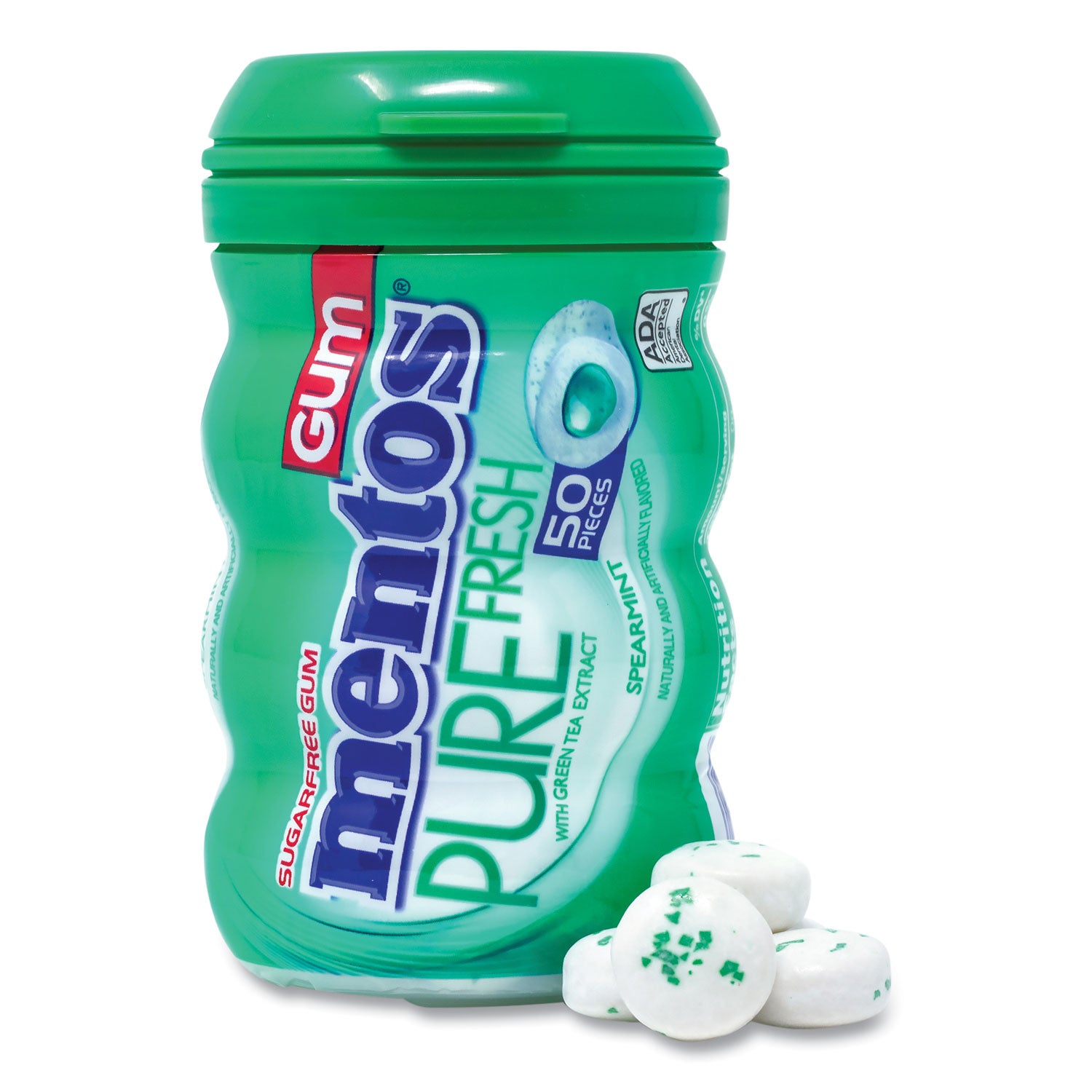 Mentos® Pure Fresh Gum Variety Pack, Fresh Mint/Spearmint, 50 Pieces/Bottle, 8 Bottles/Carton