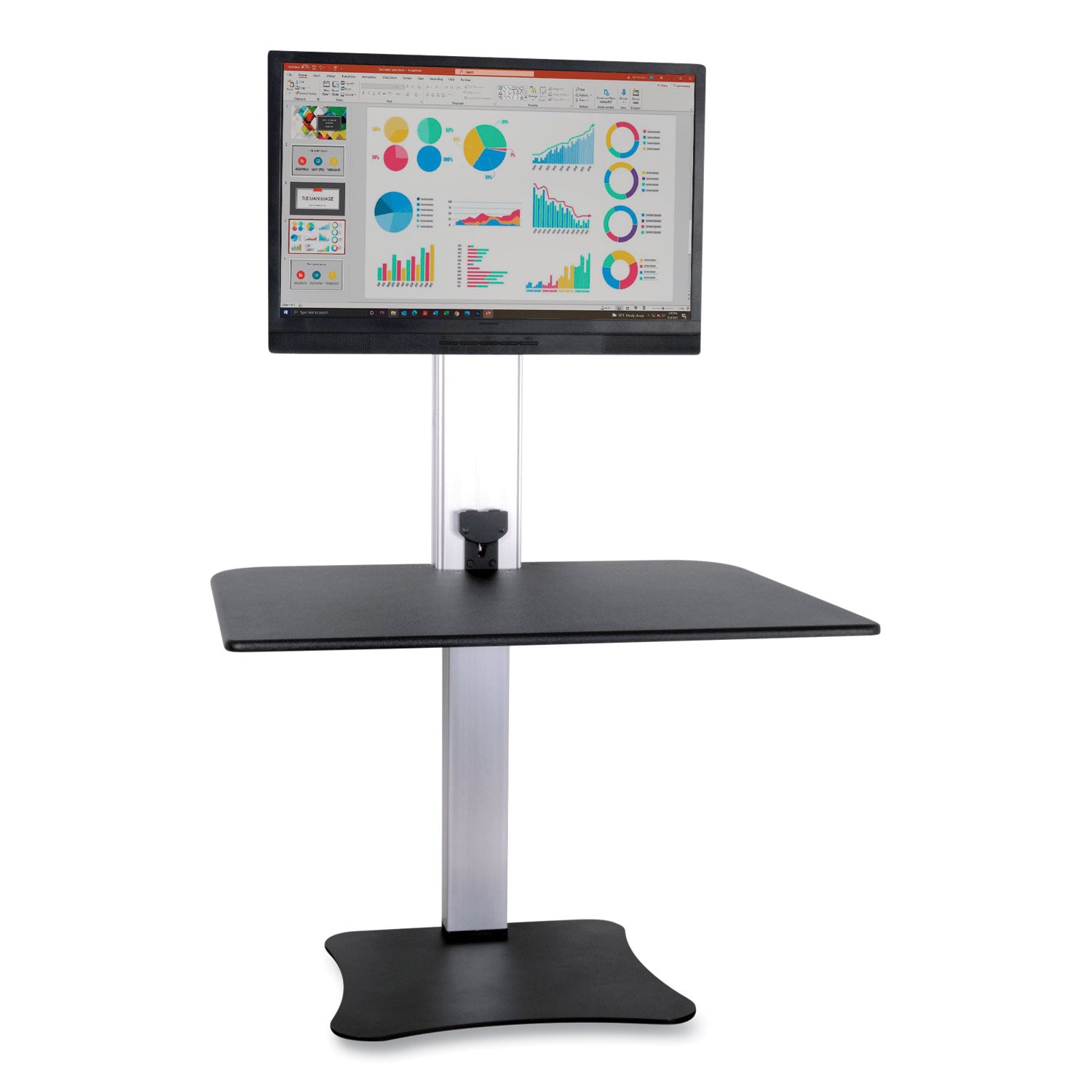 High Rise Electric Standing Desk Workstation, Single Monitor, 28" x 23" x 20.25", Black/Aluminum