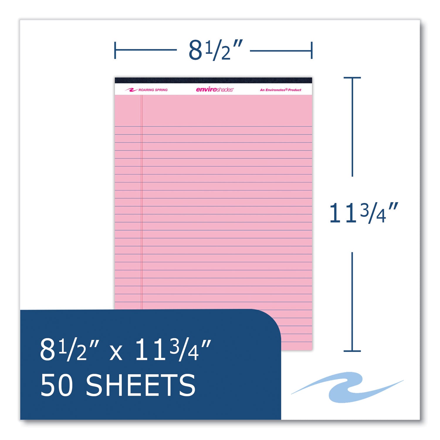 Roaring Spring® Enviroshades Legal Notepads, 50 Pink 8.5 x 11.75 Sheets, 36 Notepads/Carton