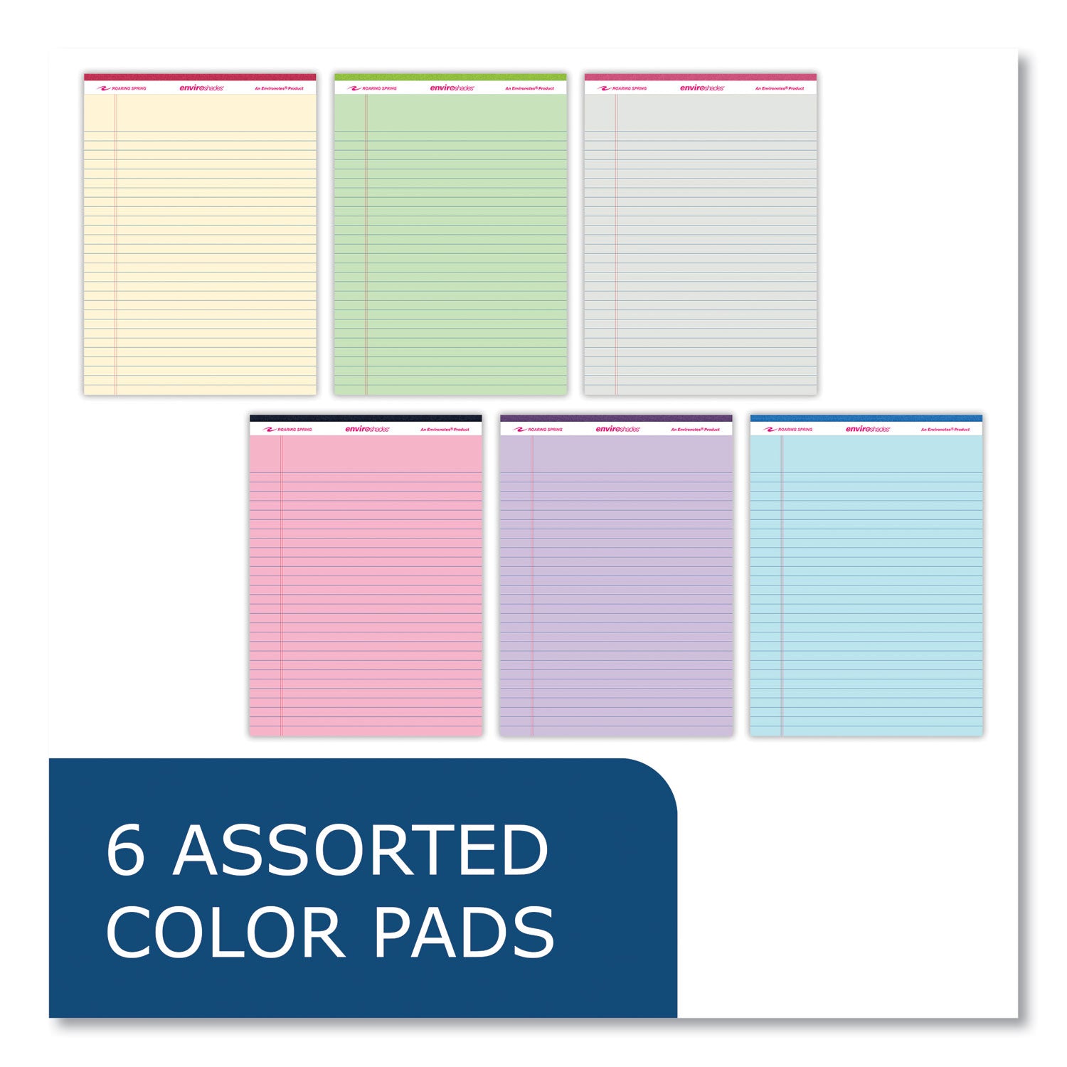 Roaring Spring® Enviroshades Legal Notepads, 50 Assorted 8.5 x 11.75 Sheets, 36 Notepads/Carton