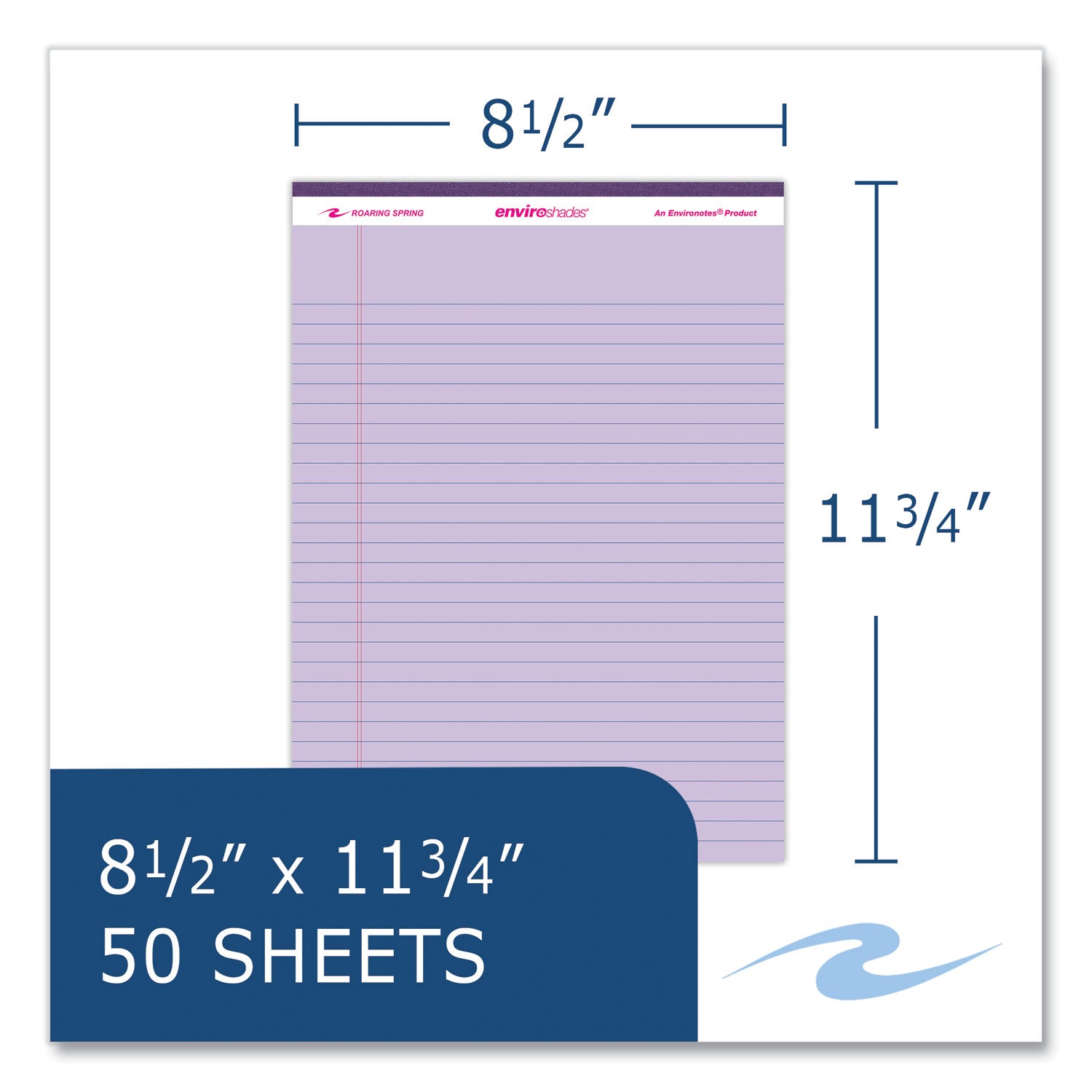 Roaring Spring® Enviroshades Legal Notepads, 50 Orchid 8.5 x 11.75 Sheets, 36 Notepads/Carton