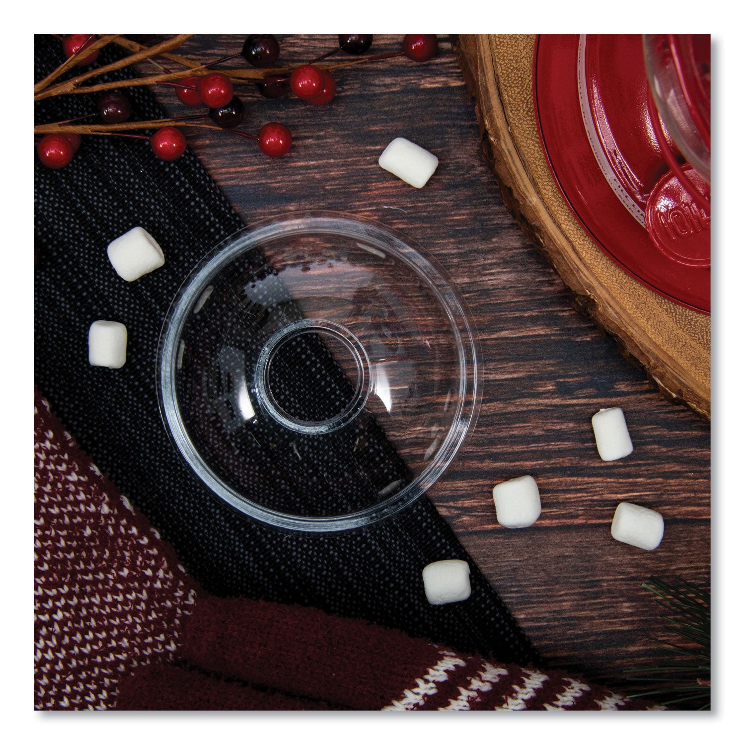 Dart® Ultra Clear Dome Cold Cup Lids, Fits 16 oz to 24 oz Cold Cups, Plastic, Clear, 100/Pack