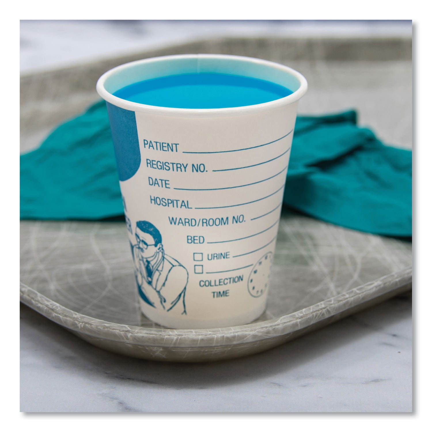 SOLO® Paper Specimen Cups, 8 Oz, Blue/white, 50/sleeve, 20 Sleeves/carton