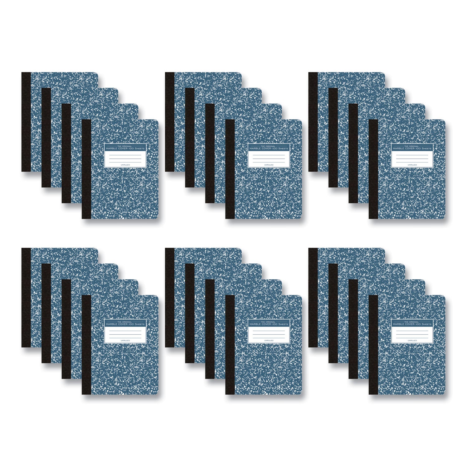 Hardcover Marble Composition Book, Unruled, Blue Marble Cover, (100) 9.75 x 7.5 Sheets, 24/Carton