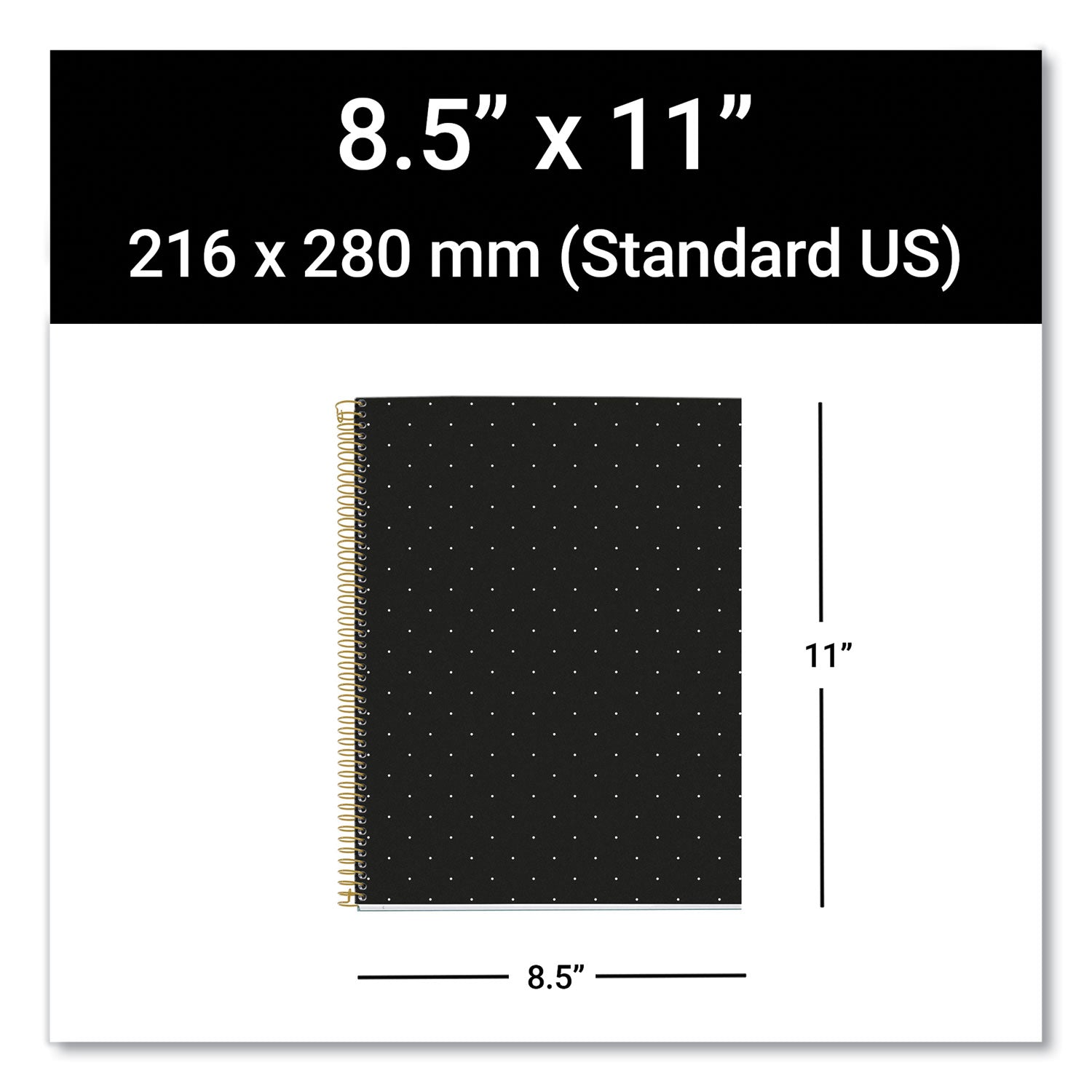 Roaring Spring® MR M Fashion Notebook, 4-Subject, Medium/College Rule, Black Dots Cover, (120) 11 x 8.5 Sheets, 5/Carton