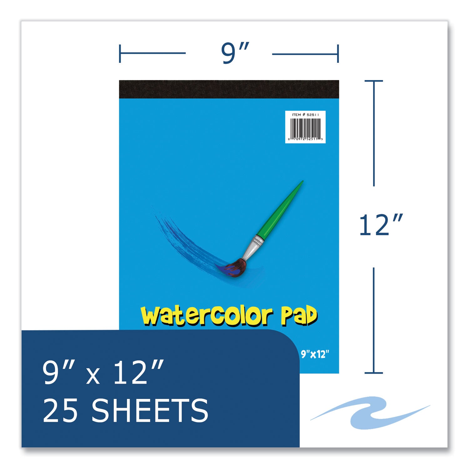Roaring Spring® Kids Art Watercolor Notepad, 25 White 9 x 12 Sheets, 24/Carton