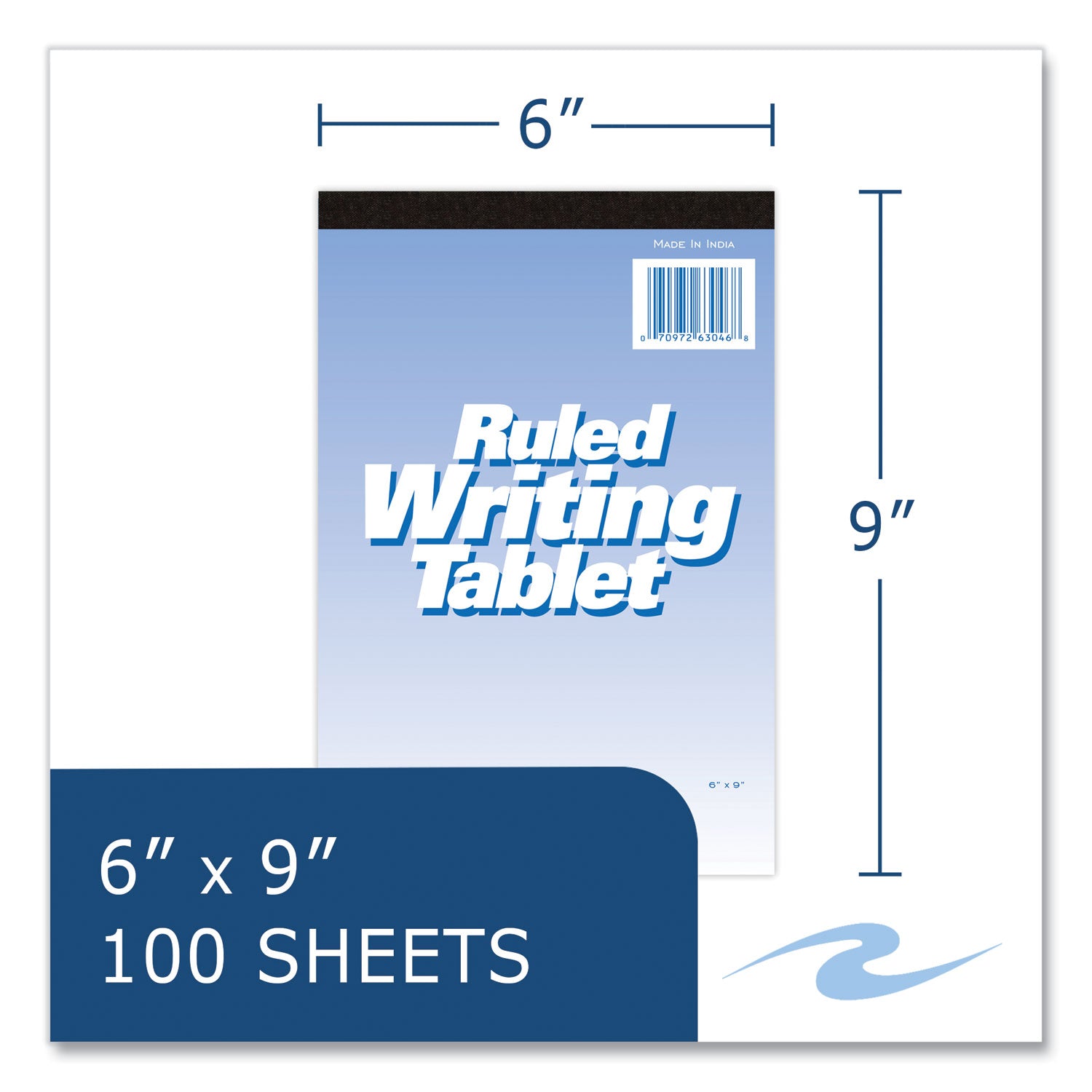 Roaring Spring® Writing Tablet, Wide/Legal Rule, 100 White 6 x 9 Sheets, 48/Carton