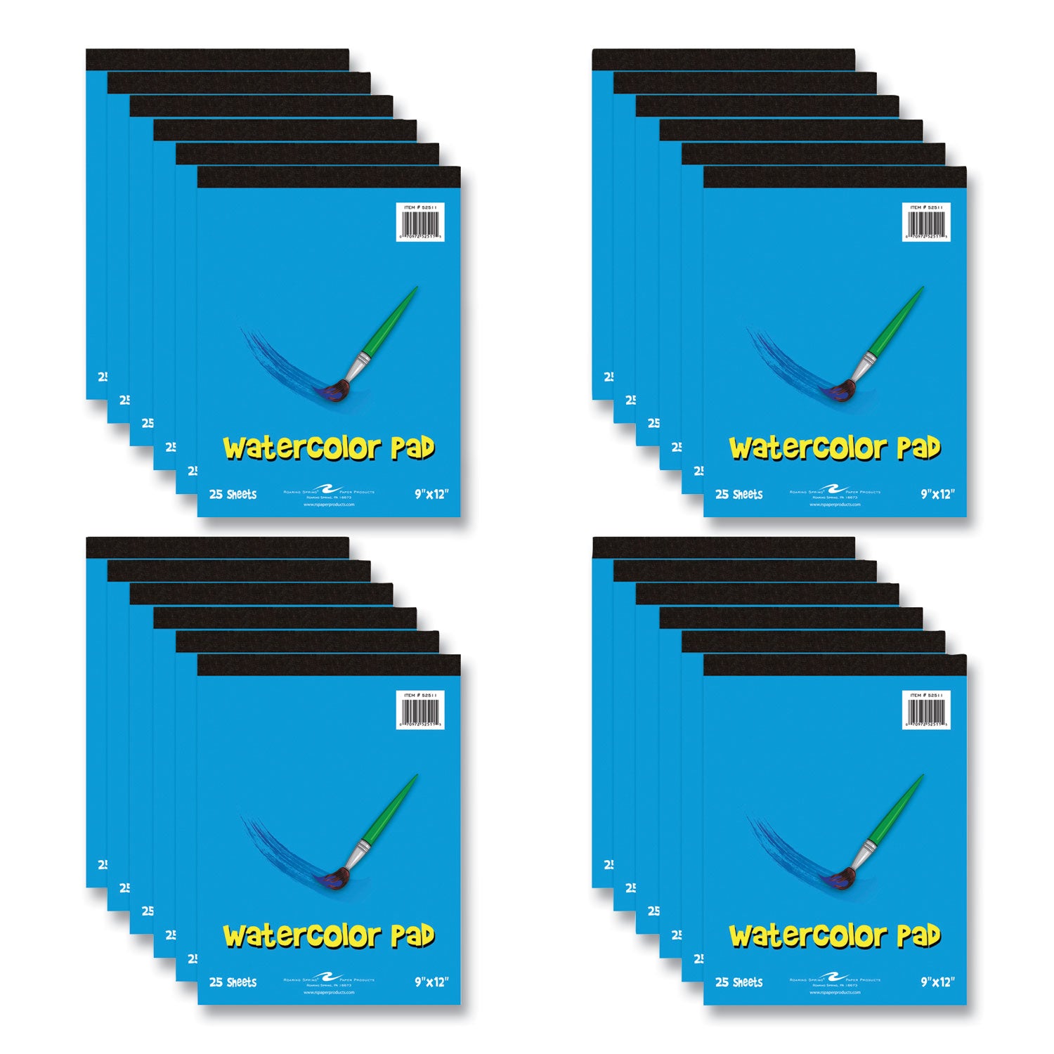 Kids Art Watercolor Notepad, 25 White 9 x 12 Sheets, 24/Carton