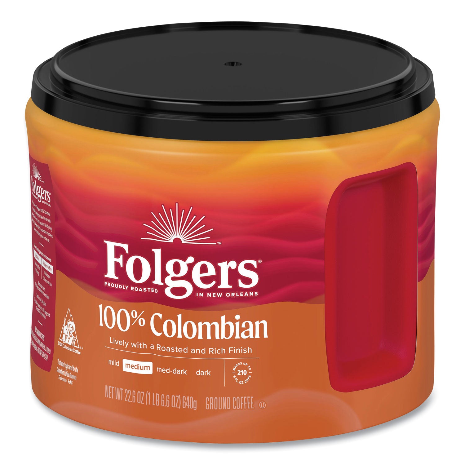 Folgers® 100% Columbian Coffee, 22.6 oz Canister, 6/Carton
