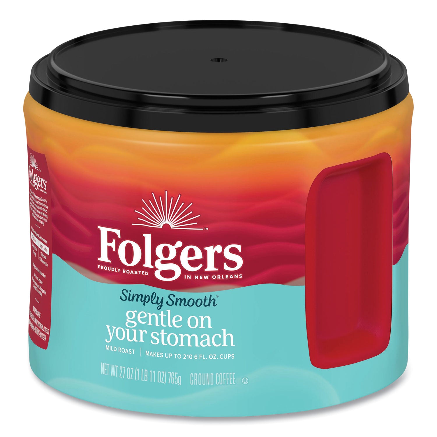 Folgers® Simply Smooth Ground Coffee, Gentle On Your Stomach, 27 oz Canister