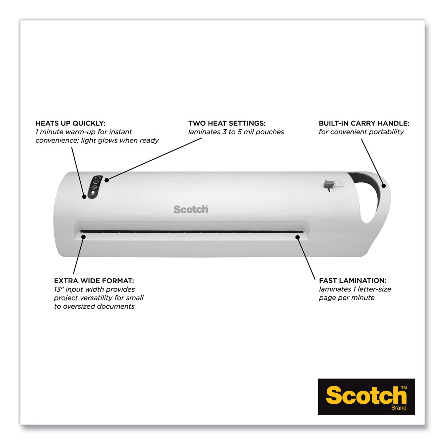 Scotch™ Advanced Thermal Laminator, 13" Max Document Width, 5 mil Max Document Thickness