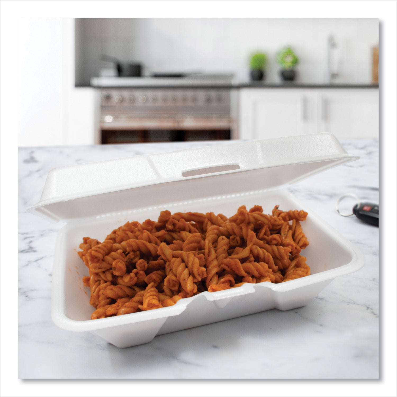 Dart® Foam Hinged Lid Containers, 6.4 X 9.3 X 2.6, White, 200/carton