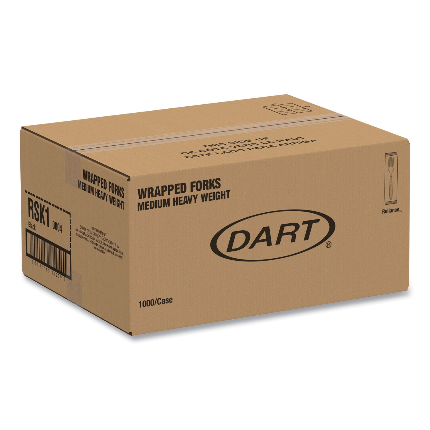 SOLO® Reliance Mediumweight Cutlery, Fork, Plastic, Black, 1,000/Carton