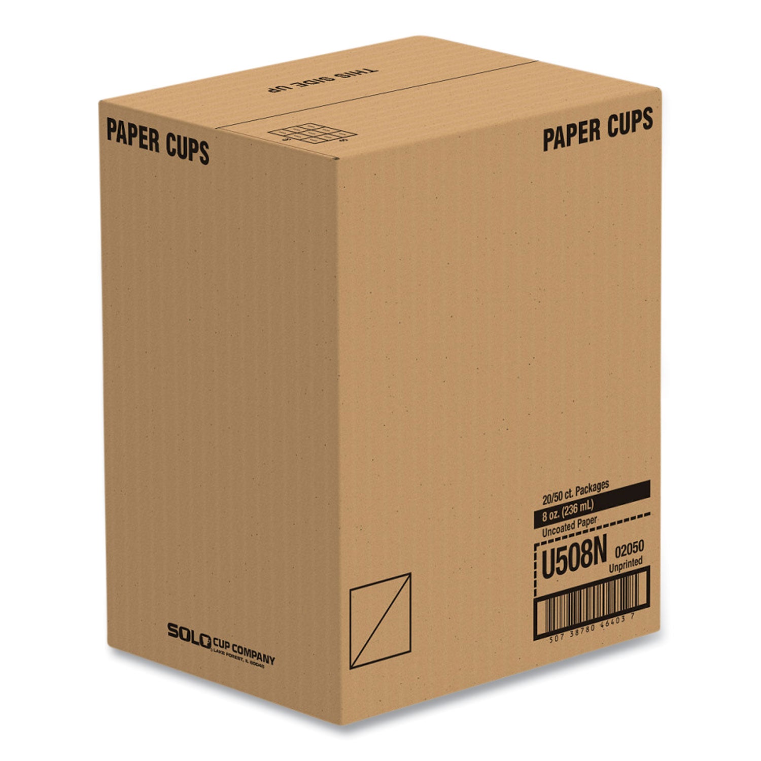 SOLO® Uncoated Paper Cups, Hot Drink, 8 Oz, White, 1,000/carton