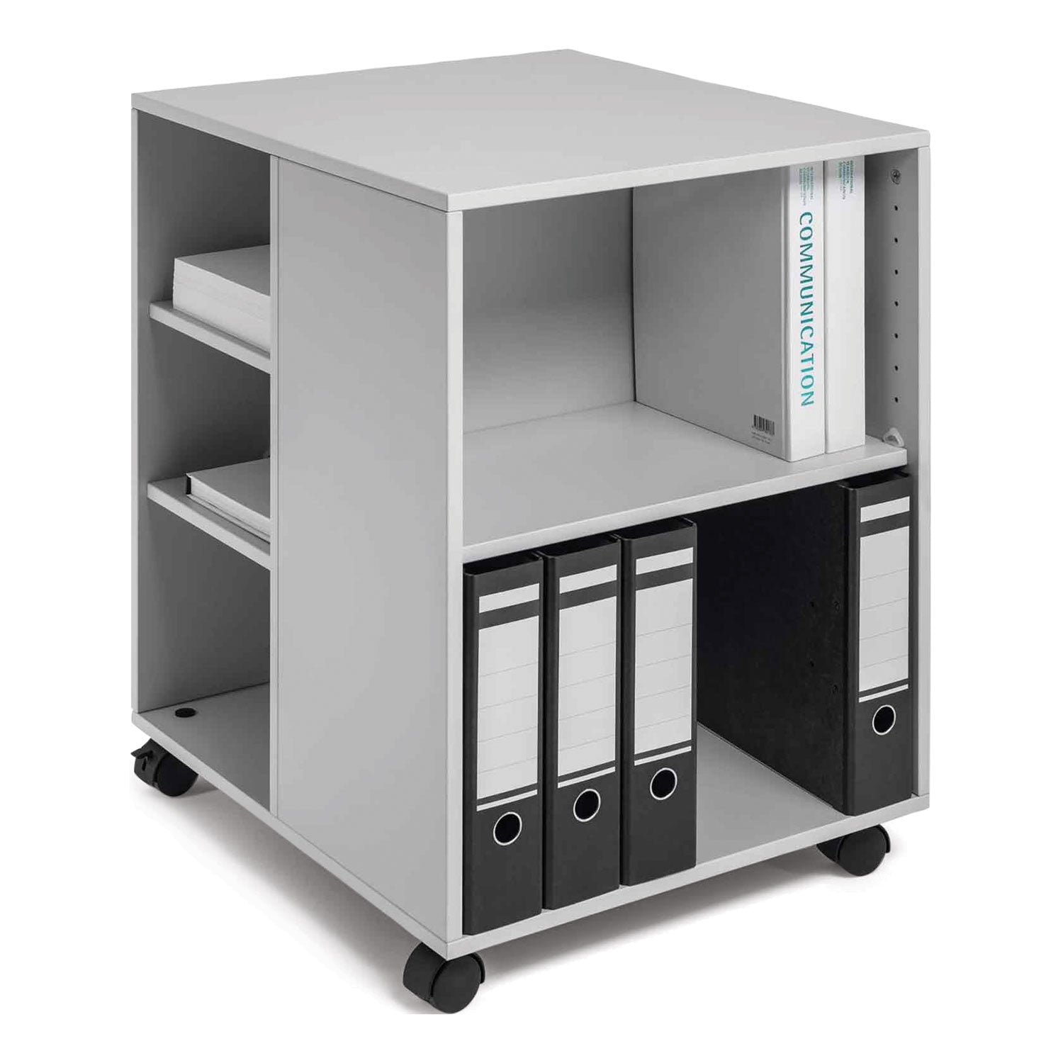 Durable® Flexible Multi-Functional Cart for Office Storage, Wood, 6 Shelves, 20.79 x 23.31 x 29.45, Gray