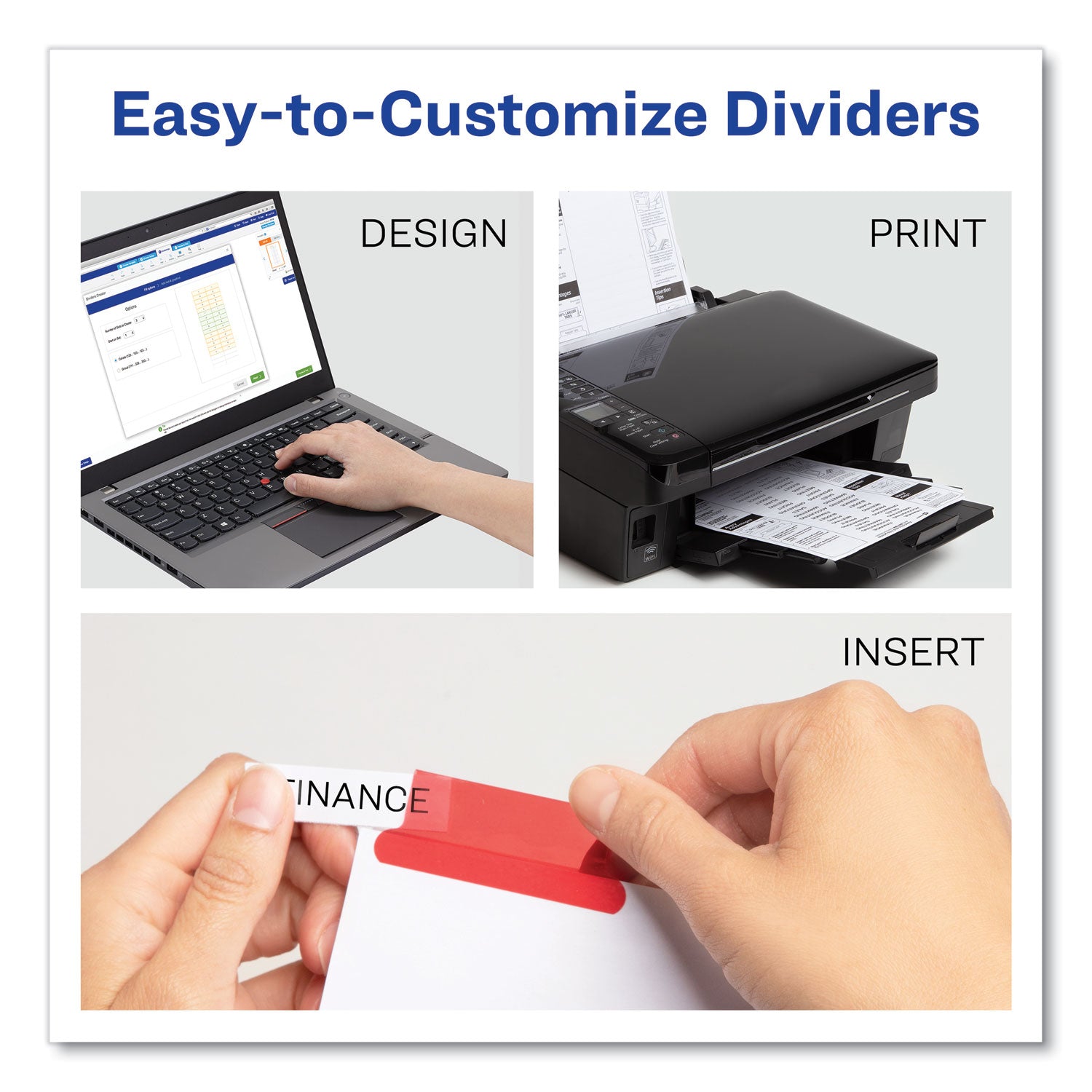 Avery® Insertable Big Tab Dividers, 8-Tab, 11.13 x 9.25, White, Assorted Tabs, 1 Set