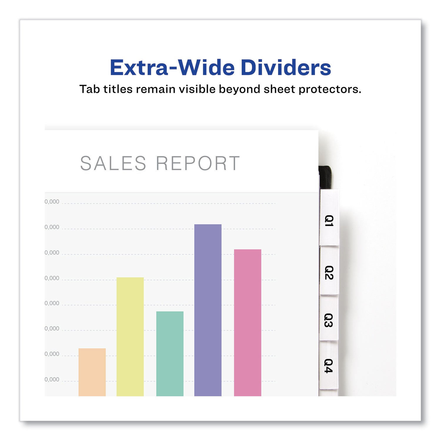 Avery® Insertable Big Tab Dividers, 8-Tab, 11.13 x 9.25, White, Clear Tabs, 1 Set