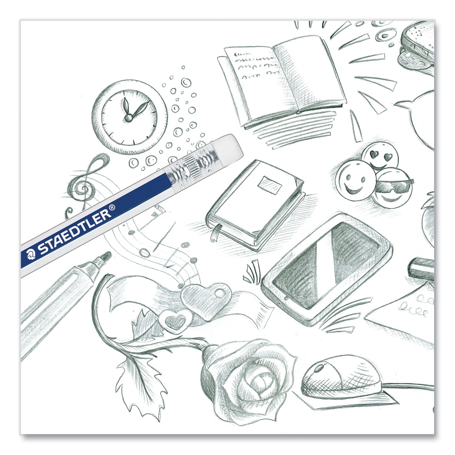 Staedtler® Woodcase Pencil, HB #2, Black Lead, Blue/White Barrel, 12/Pack