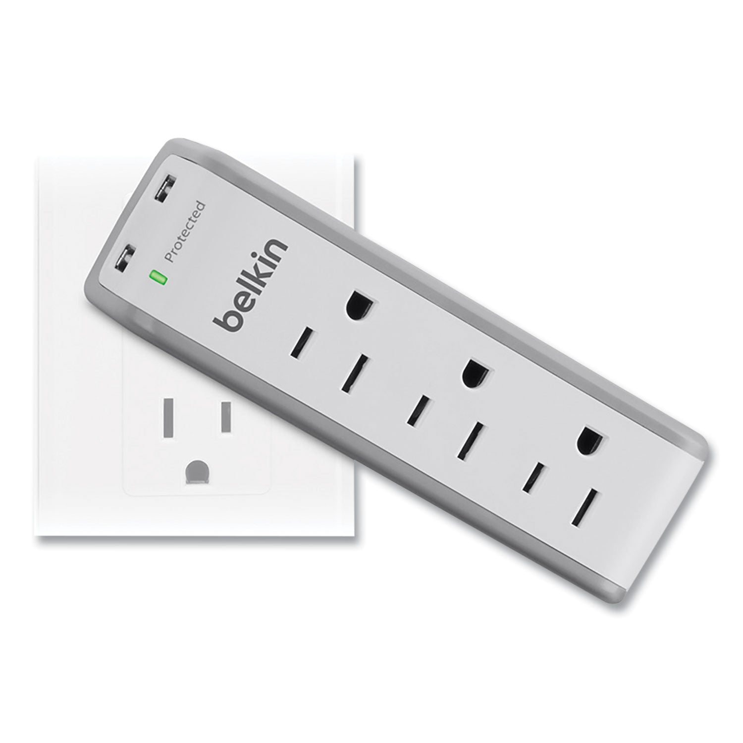 Belkin® SurgePlus USB Swivel Charger, 3 AC Outlets/2 USB Ports, 918 J, White