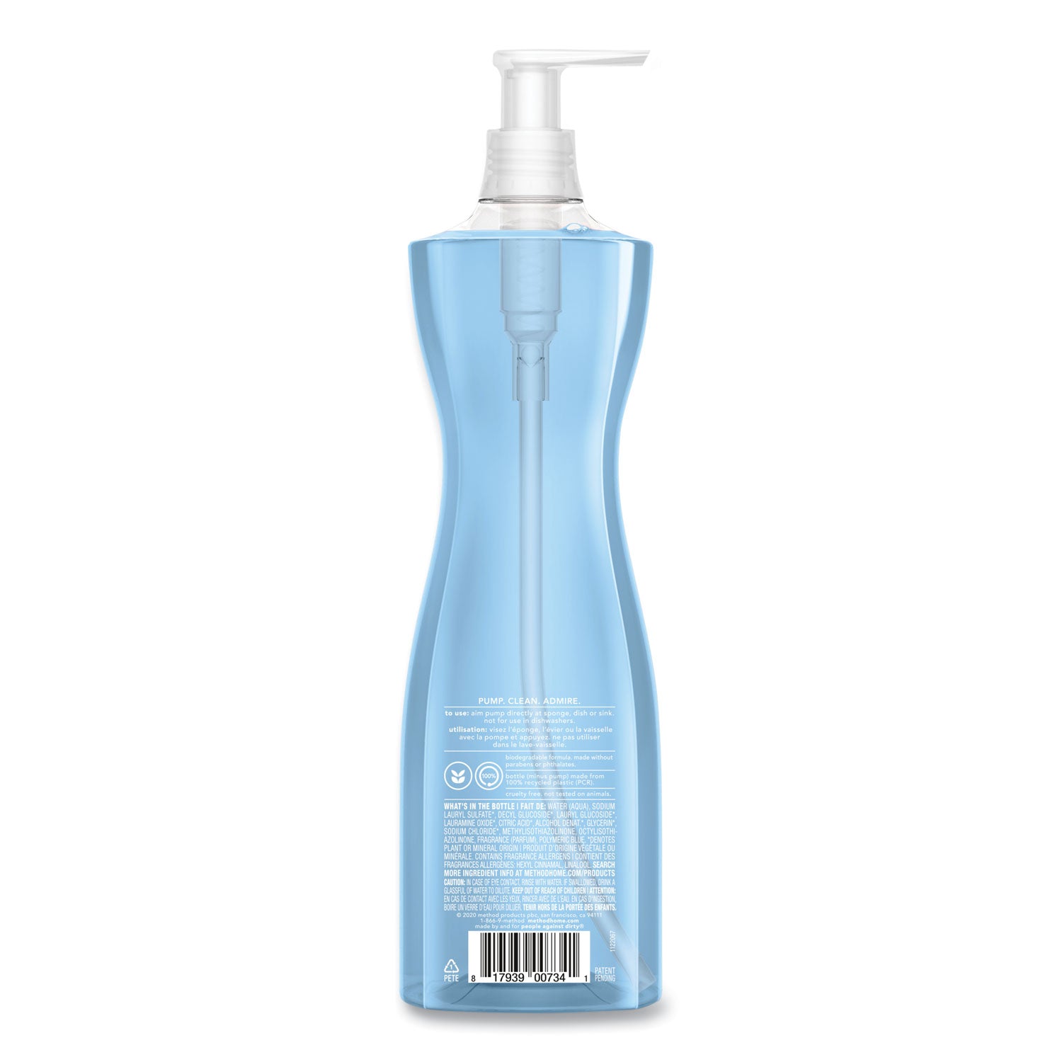 Method® Dish Soap Pump, Hour-Glass Bottle Shape, Sea Minerals Scent, 18 oz Pump Bottle, 6/Carton