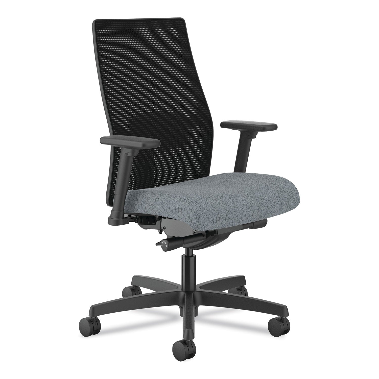 HON® Ignition 2.0 4-Way Stretch Mid-Back Mesh Task Chair, Gray Adjustable Lumbar Support, Basalt/Black
