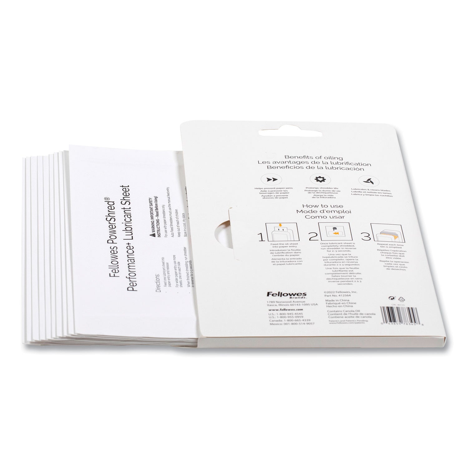 Fellowes® Powershred Performance+ Lubricant Sheets, 8.5 x 6, 10/Pack