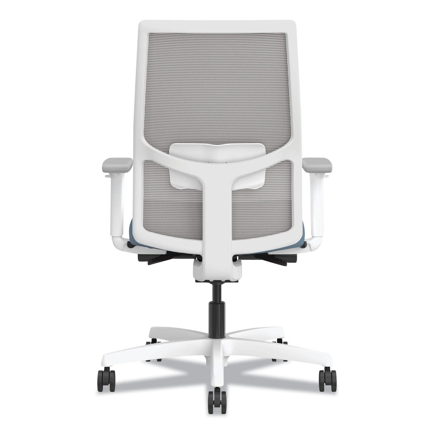 HON® Ignition 2.0 4-Way Stretch Mid-Back Mesh Task Chair, White Lumbar Support, Carolina Seat, Fog Back, White Base