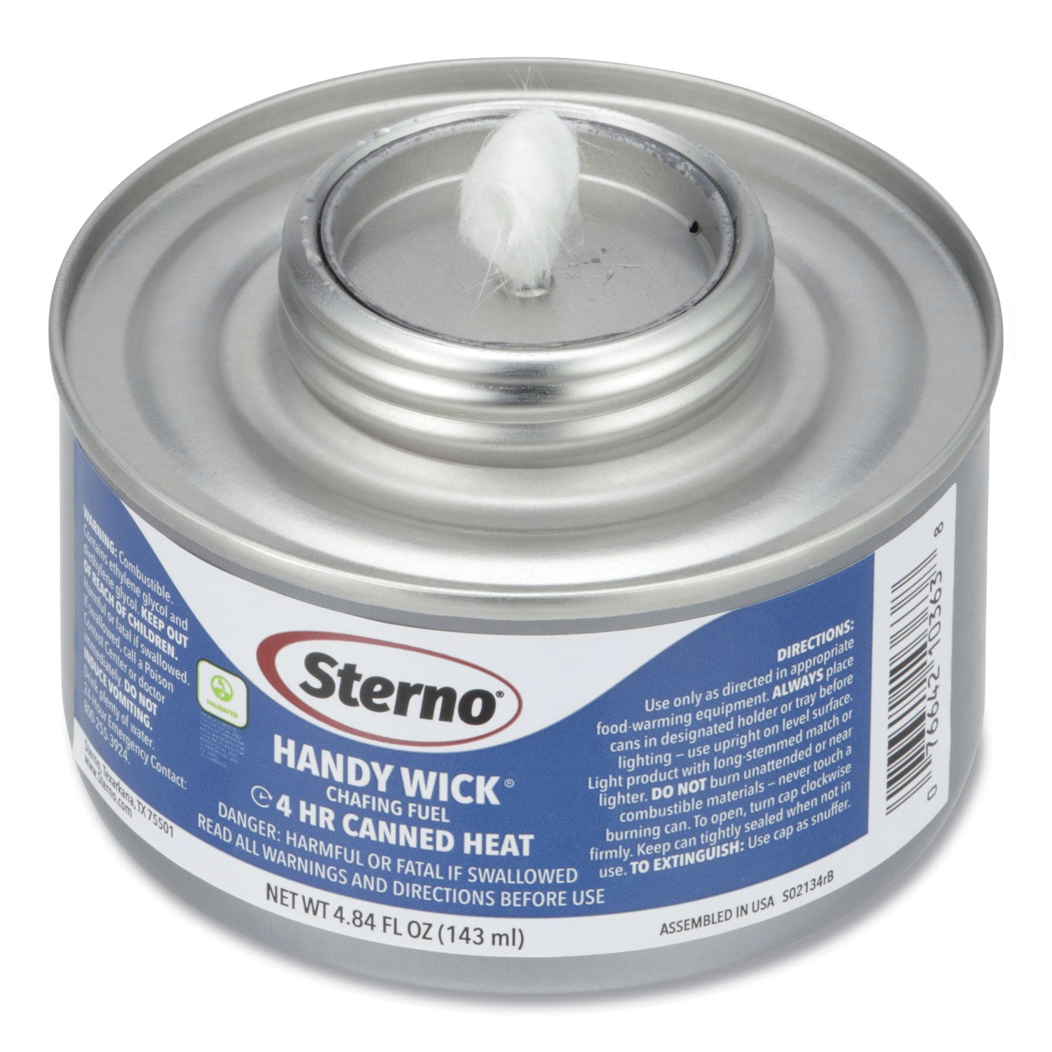 Sterno® Handy Wick Chafing Fuel, Methanol, 4 Hour Burn, 4.84 oz Can, 24/Carton