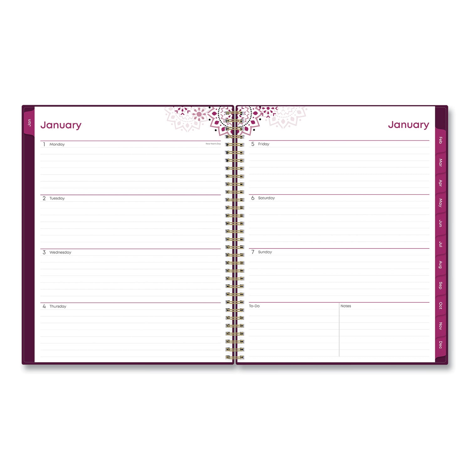 Blue Sky® Gili Weekly/Monthly Planner, Jewel Tone Artwork, 11 x 8.5, Plum Cover, 12-Month (Jan to Dec): 2025