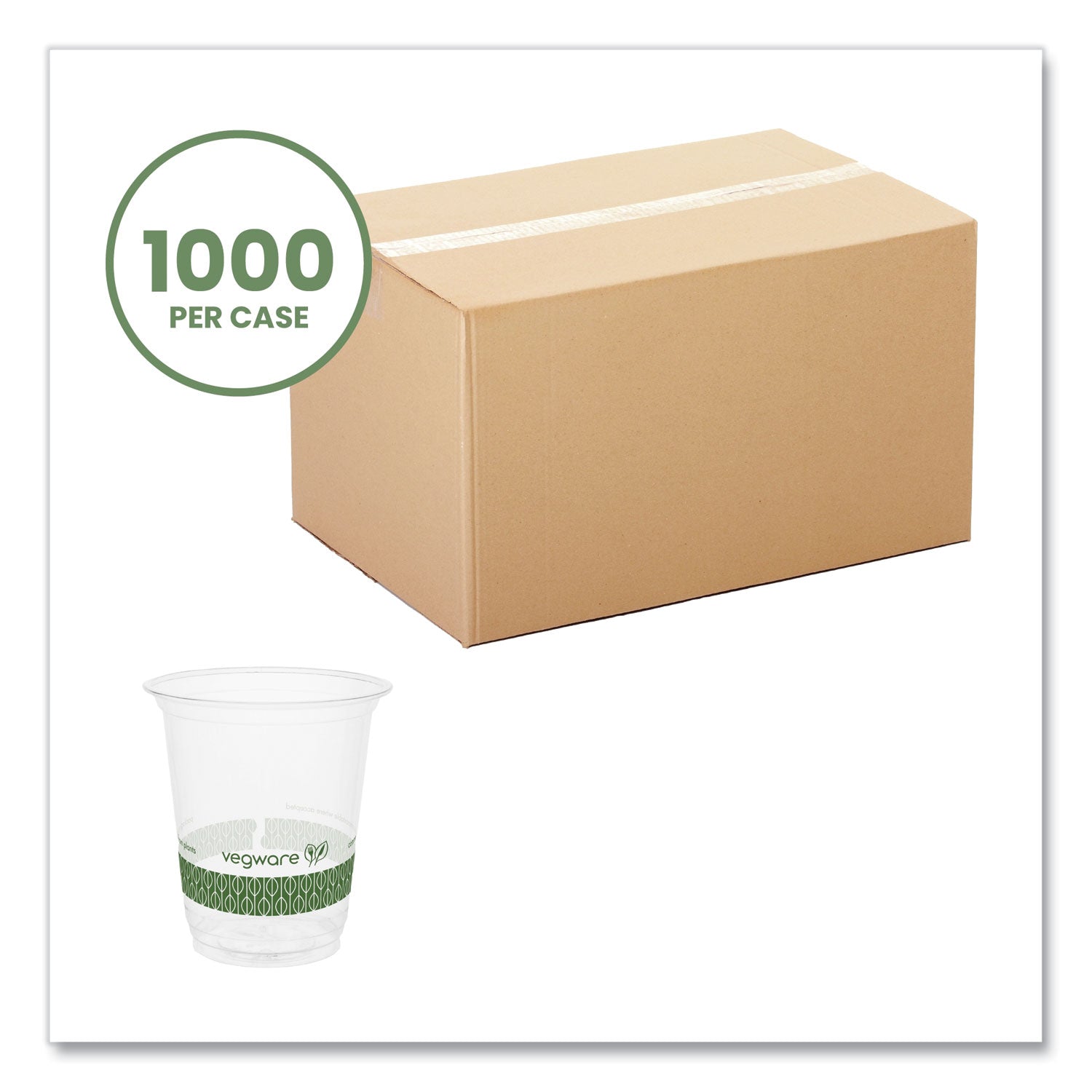 Vegware™ 76-Series Cold Cup, 7 oz, Plastic, Clear/Green, 1,000/Carton