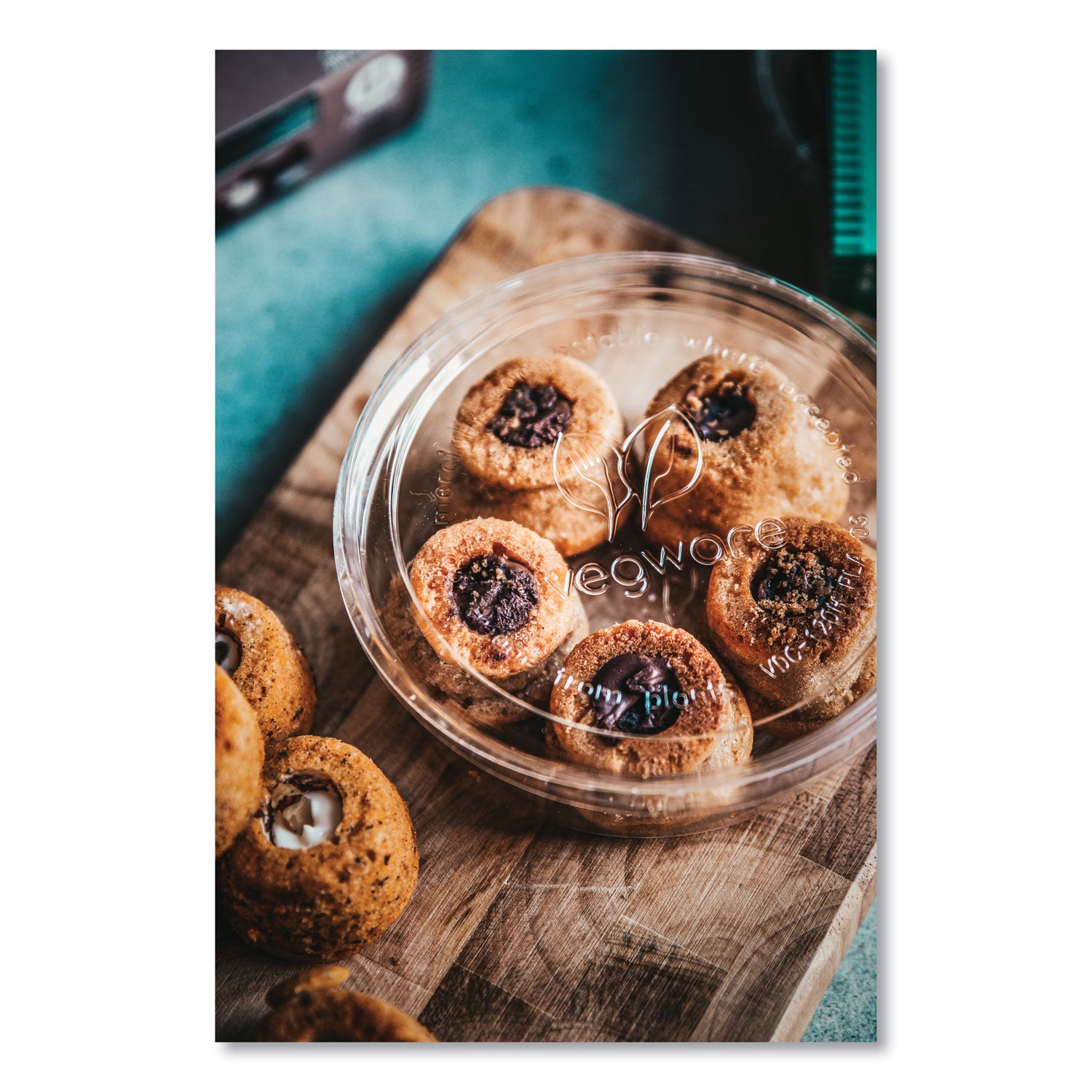 Vegware™ Round Deli Pots, Compostable, 8 oz, 4.6" Diameter x 1.5" h, Clear, Plastic, 500/Carton