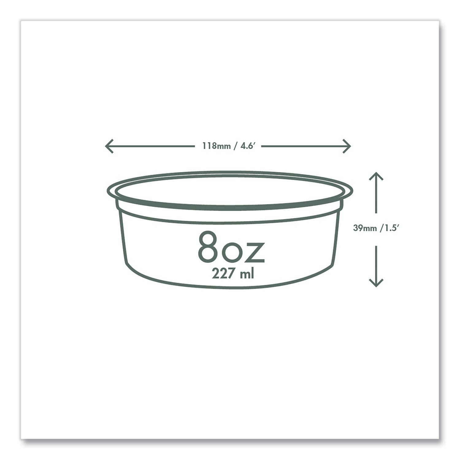 Vegware™ Round Deli Pots, Compostable, 8 oz, 4.6" Diameter x 1.5" h, Clear, Plastic, 500/Carton
