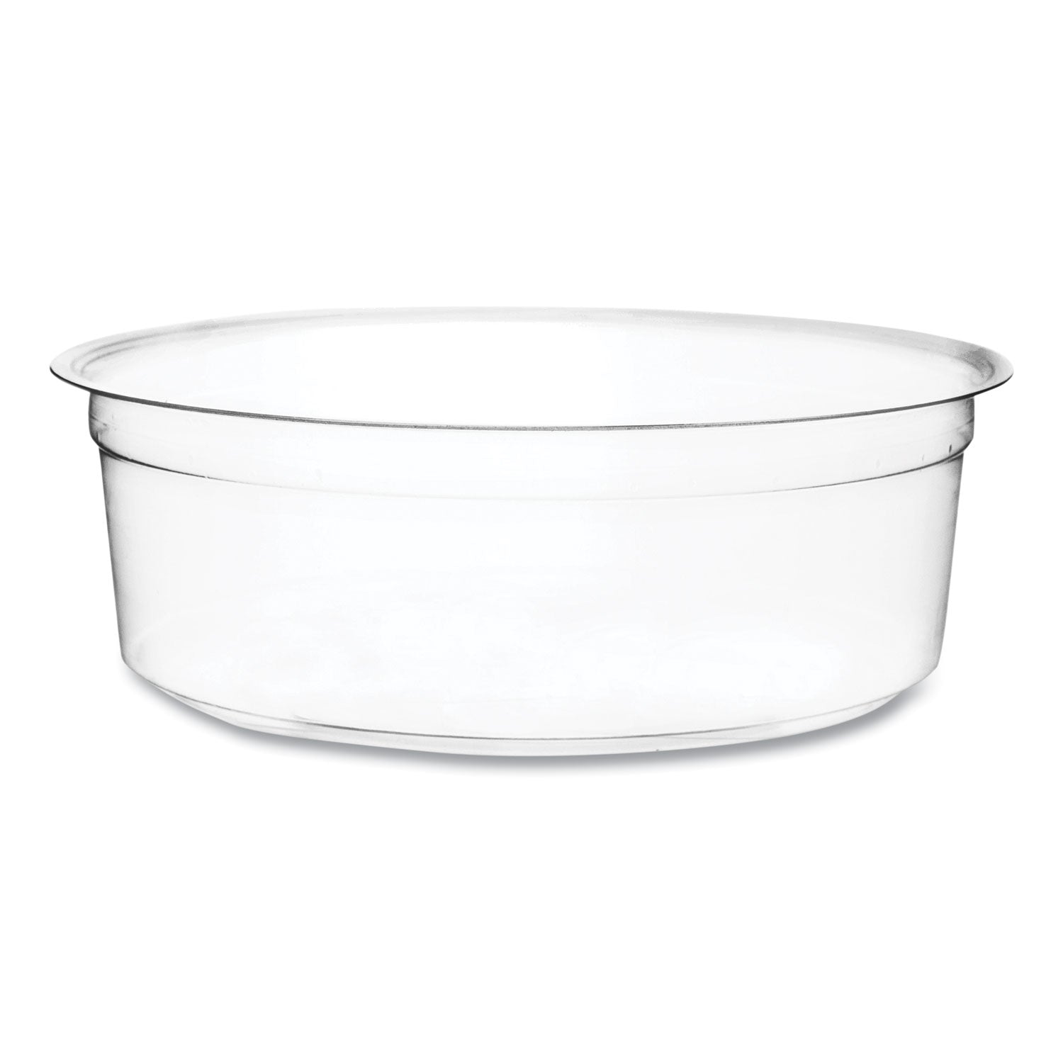 Round Deli Pots, Compostable, 8 oz, 4.6" Diameter x 1.5"h, Clear, Plastic, 500/Carton