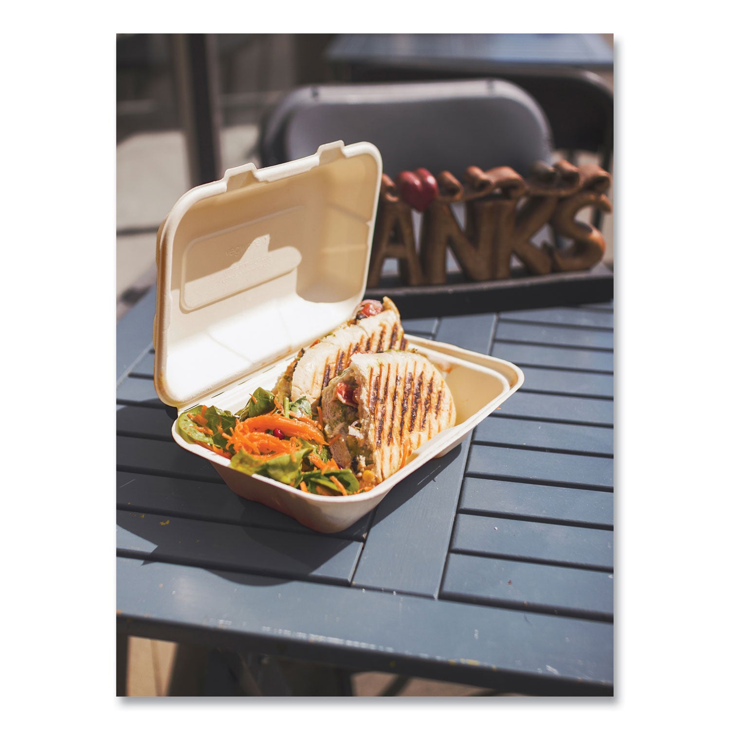 Vegware™ Nourish Molded Fiber Takeout Containers, Compostable, 6.1 x 9 x 2.9, Natural, Sugarcane, 200/Carton