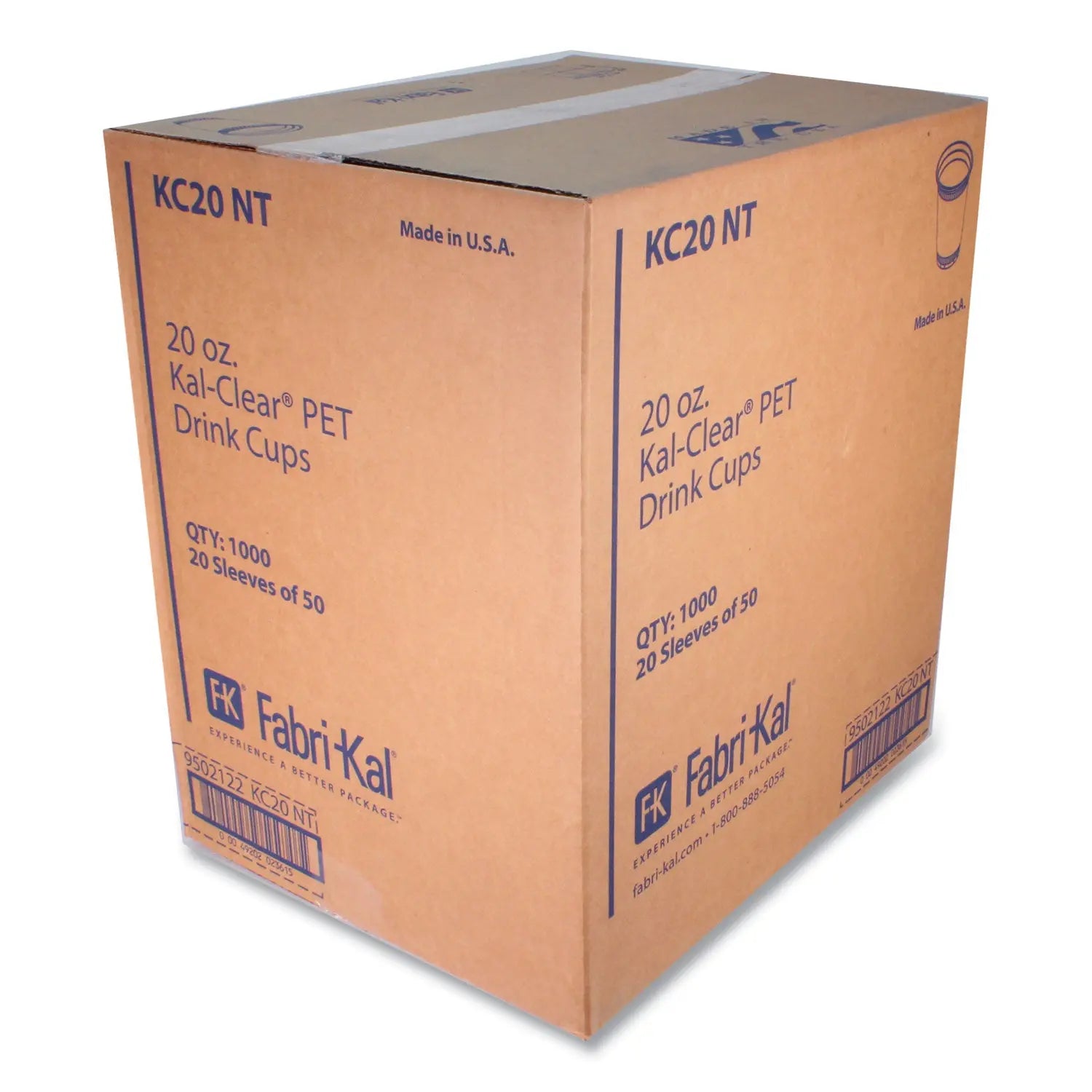 Kal-Clear PET Cold Drink Cups, 20 oz, Clear, 50/Bag, 20 Bags/Carton Fabri-Kal® Flipcost