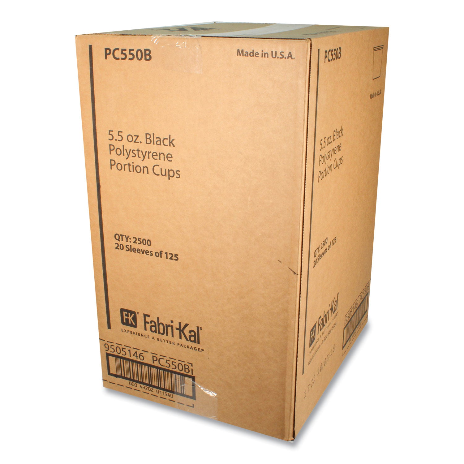 Fabri-Kal® Portion Cups, 5.5 oz, Plastic, Black, 125/Sleeve, 20 Sleeves/Carton