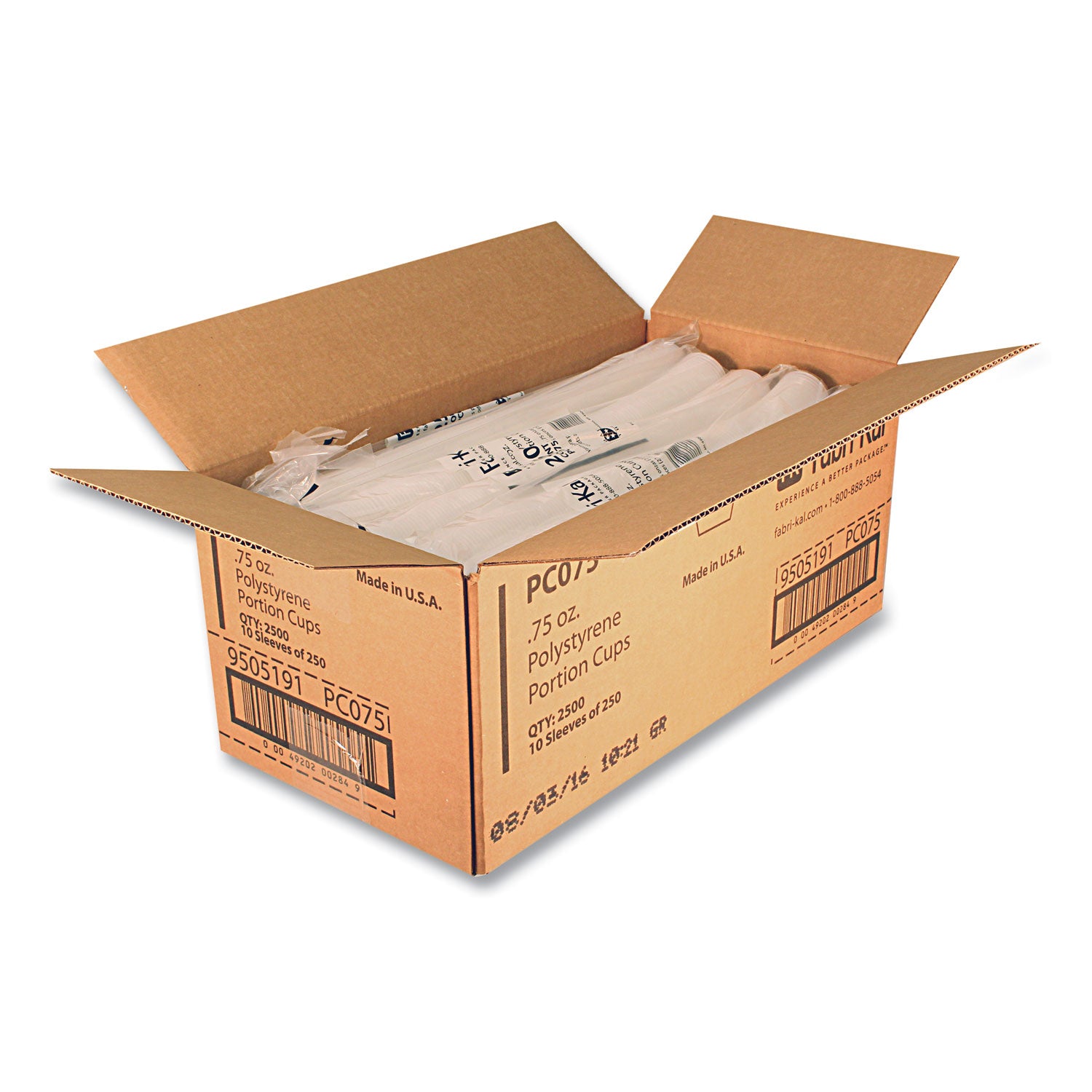 Fabri-Kal® Portion Cups, 0.75 oz, Plastic, Translucent, 125/Sleeve, 20 Sleeve/Carton