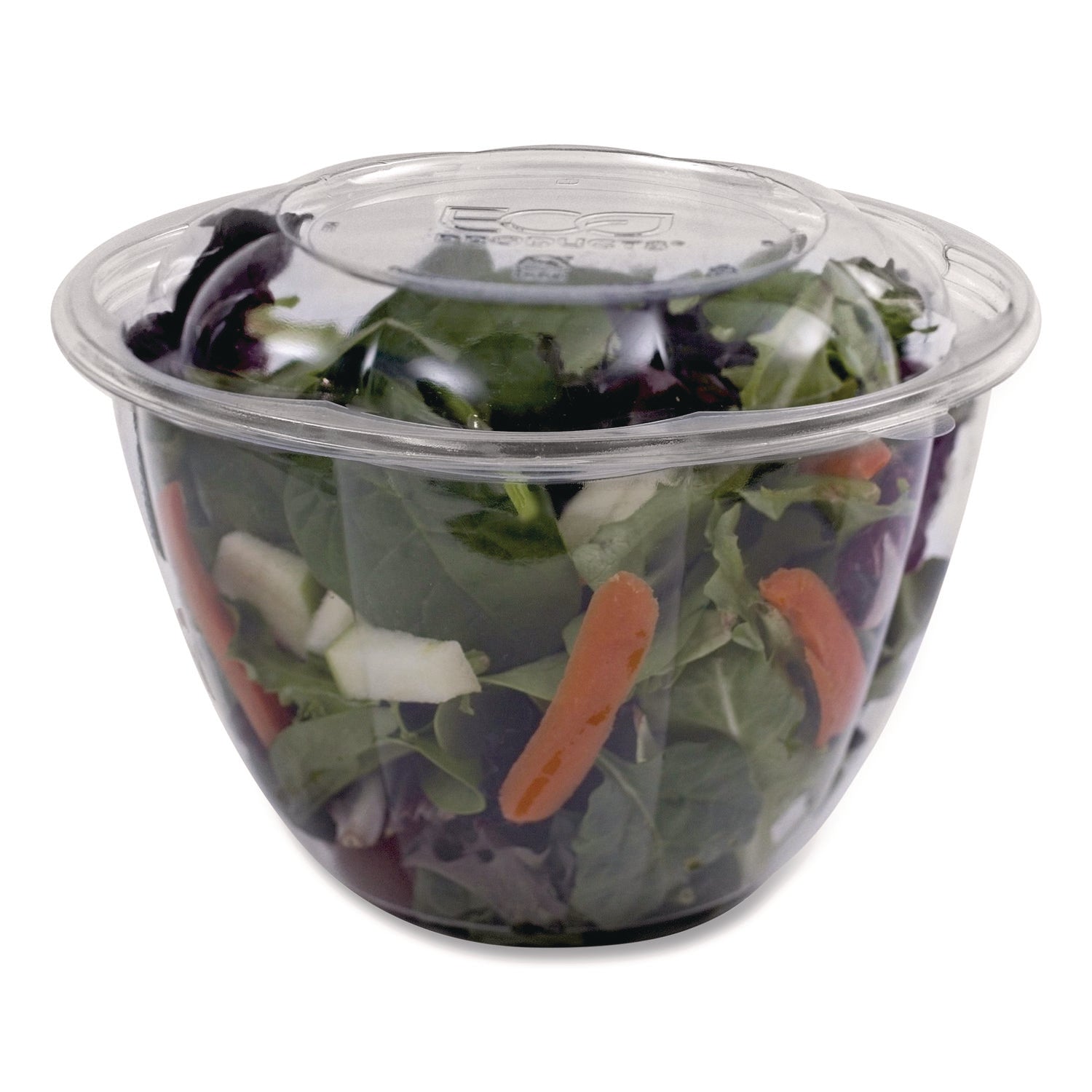 Eco-Products® Renewable and Compostable Salad Bowls with Lids, 48 oz, Clear, Plastic, 150/Carton