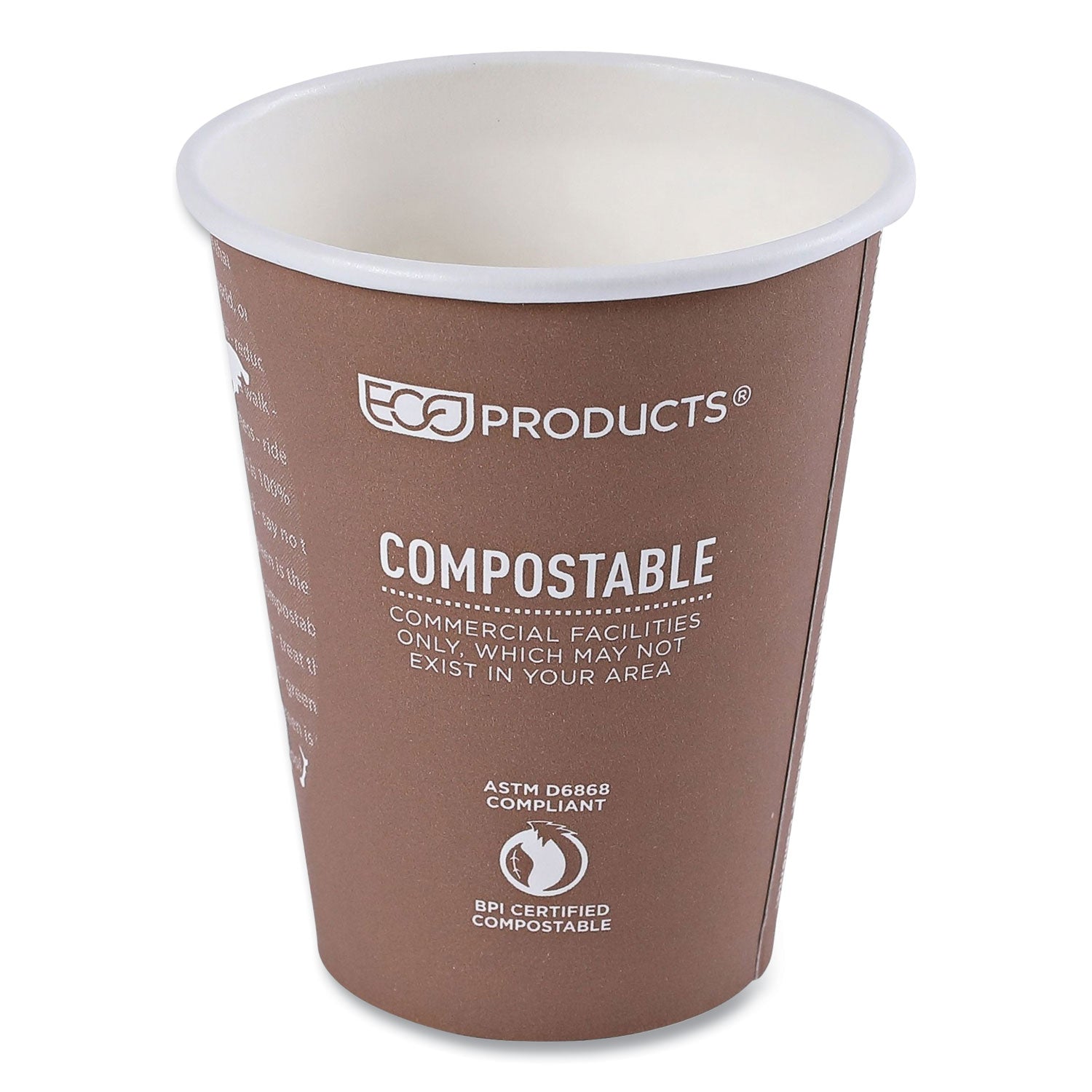 Eco-Products® World Art Renewable and Compostable Hot Cups, 8 oz, Paper, Brown/White, 50/Pack, 20 Packs/Carton